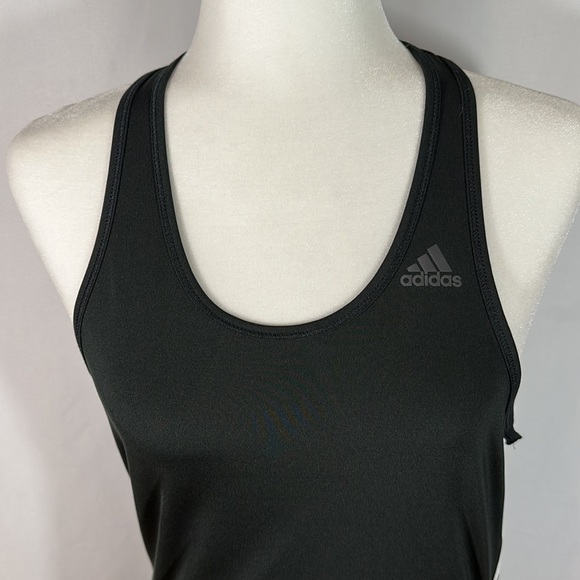 Adidas Black & White Striped Athletic Tank Top - Picture 2 of 6